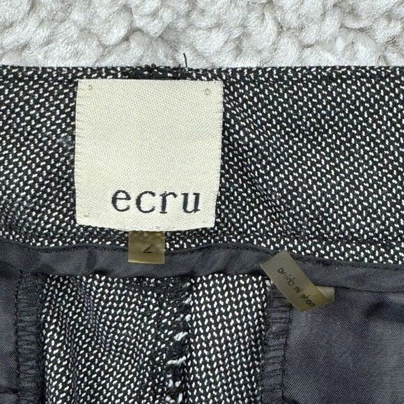 Ecru Herringbone Presidio Cuff Ankle Trouser Pant Black Gray Print - Picture 4 of 9